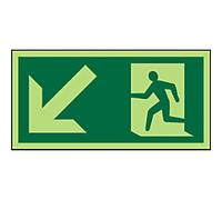 Fire Exit Sign Down Left Arrow Adhesive Vinyl 15 x 30 cm