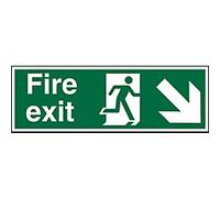 Fire Exit Sign Down Right Arrow Adhesive Acrylic 10 x 30 cm