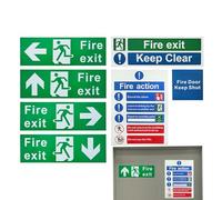 Fire Exit Sign - Emergency Exit Sign | Fire Fighting | Survival Sticker 7 Piece Heavy Duty Decals | Directional Fire Exit | s