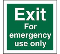 Seco Exit for Emergency Use Only Sign, 150mm x 150mm - 1mm Semi Rigid Plastic