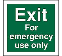 Seco Exit for Emergency Use Only Sign, 200mm x 200mm - Self Adhesive Vinyl