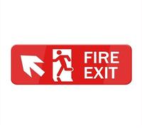 Fire Exit Sign For Door, Acrylic Plastic, Red And White, Rounded Corners, Durable, Long Lasting With Double Sided Tape - 10" X 3"