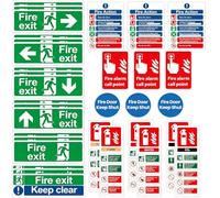 Fire Exit Sign Kit, 33 Pcs Fire Action Notice Sign Self-Adhesive Vinyl Safety Sign for Evacuation Easy Application Fire Door Emergency Exit Signage for Commercial Buildings School Public Areas