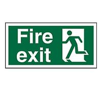Seco Fire Exit - Fire Exit & Man Running Left Sign, 200mm x 100mm - 1.5mm Brushed Aluminium Composite