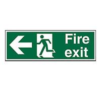 Fire Exit Sign Left Arrow Adhesive Plastic 10 x 30 cm