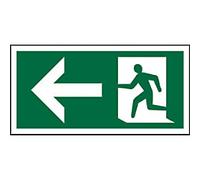 Fire Exit Sign Left Arrow Adhesive PVC (Polyvinyl Chloride) 15 x 30 cm