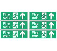 Fire Exit Sign - Multipack 1/2/4/6 - Up, Down, Left, Right Arrows, Keep Clear, Safety Signs 30x10cm Self Adhesive Vinyl Sticker, Easy Application Fire Door Emergency Exit Signage (Up Arrow 6 Piece)