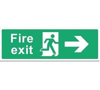 Fire Exit Sign - Multipack 1/2/4/6 - Up, Down, Left, Right Arrows, Keep Clear, Safety Signs 30x10cm Self Adhesive Vinyl Sticker, Easy Application Fire Door Emergency Exit Signage (Right Arrow 1 Piece)