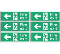 Fire Exit Sign - Multipack 1/2/4/6 - Up, Down, Left, Right Arrows, Keep Clear, Safety Signs 30x10cm Self Adhesive Vinyl Sticker, Easy Application Fire Door Emergency Exit Signage (Left Arrow 6 Piece)