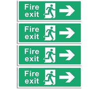 Fire Exit Sign - Multipack 1/2/4/6 - Up, Down, Left, Right Arrows, Keep Clear, Safety Signs 30x10cm Self Adhesive Vinyl Sticker, Easy Application Fire Door Emergency Exit Signage (Right Arrow 4 Piece)