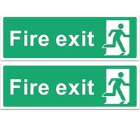 Fire Exit Sign - Multipack 1/2/4/6 - Up, Down, Left, Right Arrows, Keep Clear, Safety Signs 30x10cm Self Adhesive Vinyl Sticker, Easy Application Fire Door Emergency Exit Signage (No Arrow 2 Piece)