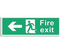 Fire Exit Sign - Multipack 1/2/4/6 - Up, Down, Left, Right Arrows, Keep Clear, Safety Signs 30x10cm Self Adhesive Vinyl Sticker, Easy Application Fire Door Emergency Exit Signage (Left Arrow 1 Piece)