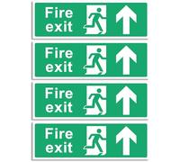 Fire Exit Sign - Multipack 1/2/4/6 - Up, Down, Left, Right Arrows, Keep Clear, Safety Signs 30x10cm Self Adhesive Vinyl Sticker, Easy Application Fire Door Emergency Exit Signage (Up Arrow 4 Piece)