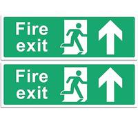 Fire Exit Sign - Multipack 1/2/4/6 - Up, Down, Left, Right Arrows, Keep Clear, Safety Signs 30x10cm Self Adhesive Vinyl Sticker, Easy Application Fire Door Emergency Exit Signage ((Up Arrow 2 Piece)