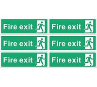 Fire Exit Sign - Multipack 1/2/4/6 - Up, Down, Left, Right Arrows, Keep Clear, Safety Signs 30x10cm Self Adhesive Vinyl Sticker, Easy Application Fire Door Emergency Exit Signage (No Arrow 6 Piece)