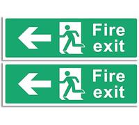 Fire Exit Sign - Multipack 1/2/4/6 - Up, Down, Left, Right Arrows, Keep Clear, Safety Signs 30x10cm Self Adhesive Vinyl Sticker, Easy Application Fire Door Emergency Exit Signage (Left Arrow 2 Piece)