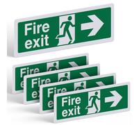 Fire Exit Sign Right Arrow - 5 Pack, 300x100mm Self Adhesive Vinyl - Weatherproof, UV Resistant Matte Finish, Durable Fire Escape Route Stickers for Indoor & Outdoor Use