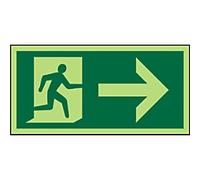 Fire Exit Sign Right Arrow Adhesive Plastic 15 x 30 cm