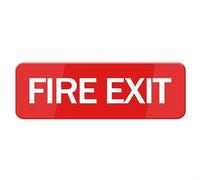 Fire Exit Sign, Signage White/Red Plastic Acrylic, 10" X 3' With Double Side Tape, Adhesive, Easy Mounting