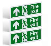 Fire Exit Sign Up Arrow - 3 Pack, 300x100mm Self Adhesive Vinyl - Weatherproof, UV Resistant Matte Finish, Durable Fire Escape Route Stickers for Indoor & Outdoor Use