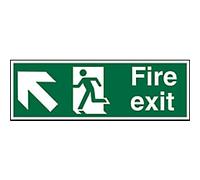 Fire Exit Sign Up Left Arrow Adhesive Plastic 15 x 45 cm