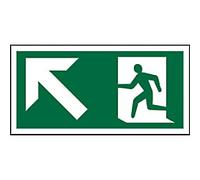 Fire Exit Sign Up Left Arrow Adhesive Vinyl 10 x 20 cm