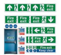 Fire Exit Sign - Vinyl Sticker Various Sizes | Fire Exit Keep Clear Signs with Strong Adhesive, Home Safety - Office Safety - Exit Signs | Wohng