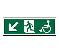 Fire Exit Sign Wheel Chair Right Arrow Adhesive Acrylic 15 x 45 cm