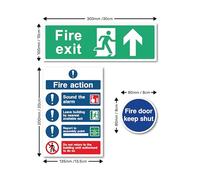 Fire Exit Signs Multi Pack 21-Pack Strong Adhesive Vinyl Safety Stickers - Weatherproof Indoor/Outdoor Emergency Signage for Doors, Walls & Exits