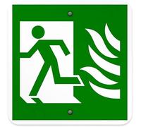 Fire Exit Symbol with Flames Left Safety Metal Tin Sign 12x12 inches