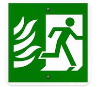 Fire Exit Symbol with Flames Right Safety Metal Tin Sign 12x12 inches