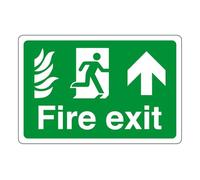 Fire exit up - safety sign - Fire Exit Keep Clear Sign, Fire Action Point Sign, Fire Signs - 1.2mm Rigid plastic for indoor/outdoor usage (300mm x 200mm) Viewing Distance within 7m.