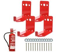 Fire Extinguisher Bracket - 5.7x4.5x3.8cm Iron 4PCS | Fire Extinguisher Wall Bracket With Screws | Heavy Duty Red Metal Holder | Wall Mounted Safety For Home Office