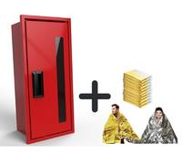 Fire Extinguisher Cabinet Wall Mounted - Waterproof Fire Extinguisher Storage Box for Indoor & Outdoor Use + Emergency Thermal Rescue Blankets Gold & Silver (11 Pack) | Fire Safety & Aid Emergency Bun