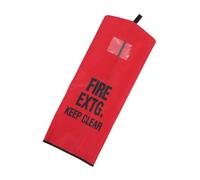Fire Extinguisher Cover Sleeve Waterproof Wall Mounted Outdoor | Red Cloth Protector, Window and Labels, Universal Fit for Building Exteriors and Maintenance Staff