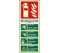 'Fire Extinguisher Dry Powder' Sign, Flexible Photoluminescent Vinyl (82mm x 202mm)