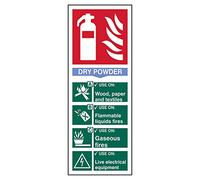 'Fire Extinguisher: Dry Powder' Sign, Non Adhesive Rigid 1mm PVC Board (82mm x 202mm)