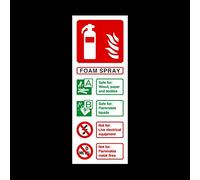 Fire Extinguisher Foam Spray Identifier Plastic Sign - Choose your design 75x200mm