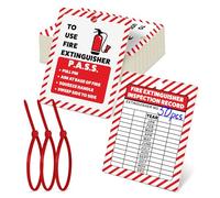 Fire Extinguisher Inspection Tags, 2.25 x 3 Inch Red Plastic Record Tag with Zip Ties, Double Sided Fire Extinguisher Tags Monthly Inspection, 50 Pack