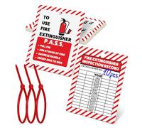 Fire Extinguisher Inspection Tags, 2.25 x 3 Inch Red Plastic Record Tag with Zip Ties, Double Sided Fire Extinguisher Tags Monthly Inspection, 10 Pack