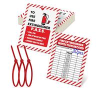 Fire Extinguisher Inspection Tags, 2.25 x 3 Inch Red Plastic Record Tag with Zip Ties, Double Sided Fire Extinguisher Tags Monthly Inspection, 30 Pack