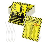 Fire Extinguisher Inspection Tags, 2.25 x 3 Inch Yellow Plastic Record Tag with Zip Ties, Double Sided Fire Extinguisher Tags Monthly Inspection, 50 Pack
