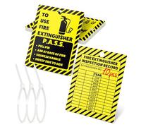 Fire Extinguisher Inspection Tags, 2.25 x 3 Inch Yellow Plastic Record Tag with Zip Ties, Double Sided Fire Extinguisher Tags Monthly Inspection, 10 Pack