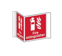 Fire Extinguisher Location 3D Projection Sign, Red/White, W200mm x H200mm | Self-Adhesive Mounting Strips, Double-Sided, Workplace & Office Fire Safety Marker