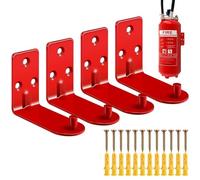 Fire Extinguisher Mount | 4PCS Metal Wall Mount 5-20 Ib Bearing Load Bracket,Red Fire Extinguisher Holder for Home, Lightweight Space Saving Hook with Screws