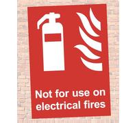 Fire Extinguisher Not For Use On Electrical Fires Warning Sign Self Adhesive Gloss Sticker A4 297mm x 210mm v2