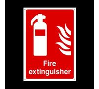 Fire Extinguisher Plastic Sign with 4 Pre-Drilled Holes - Fire/Emergency/Exit/Alarm/Push/Extinguisher/Assembly (FE11)