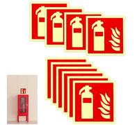 Fire Extinguisher Sign 10 Pack,10x10cm Glow in The Dark Self-Adhesive PVC Stickers, Waterproof Fire Equipment Identification Signs for Office Home Business Workplace Safety Emergency Equipment