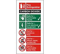 Seco Carbon Dioxide Fire Extinguisher Sign, 100mm x 200mm - Photoluminescent 1mm Semi Rigid Plastic