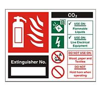 Fire Extinguisher Sign Co2 Extinguisher No. Adhesive Vinyl 15 x 15 cm